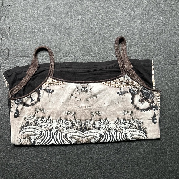 None Tops - Y2K Elegant Black and Cream Women's Camisole